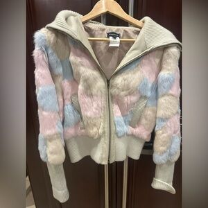 bebe Pastel Patchwork Teddy Jacket
